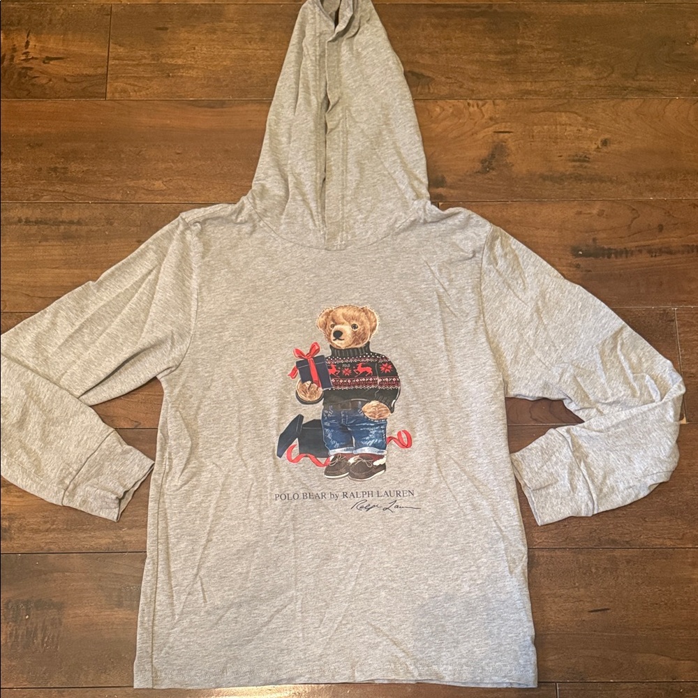 Polo Ralph Lauren Boy’s Gray Bear Hoodie. Size L (14-16) Like New.